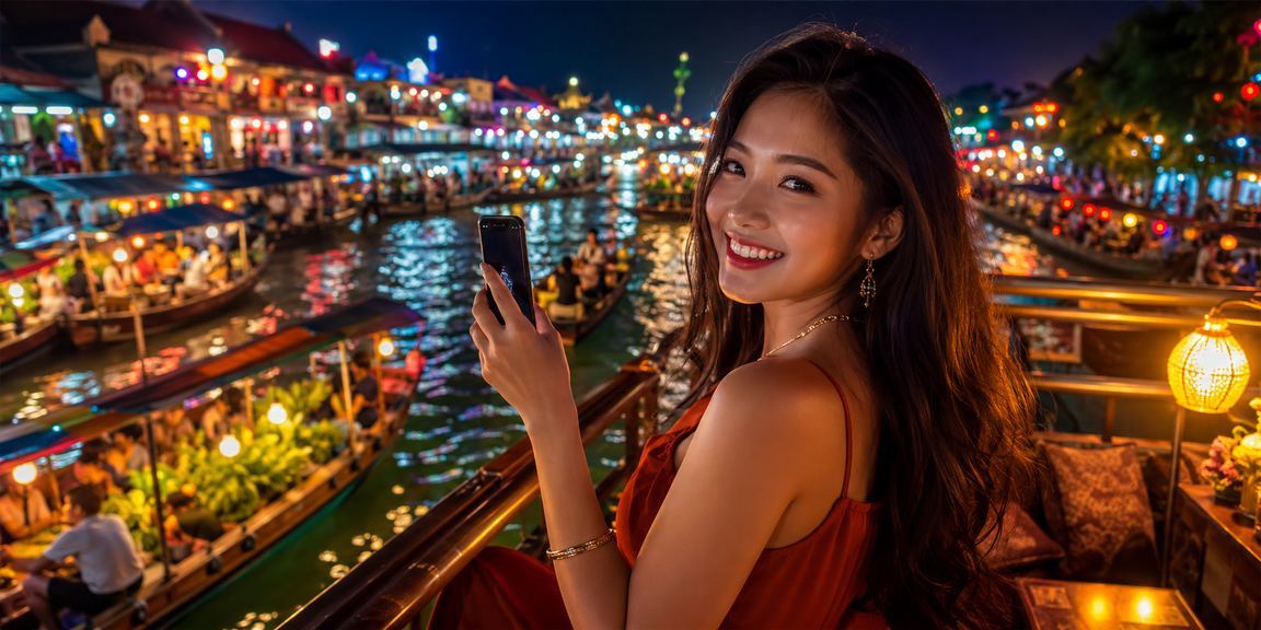 Người dùng Việt đăng ký tài khoản trên điện thoại tại không gian đêm